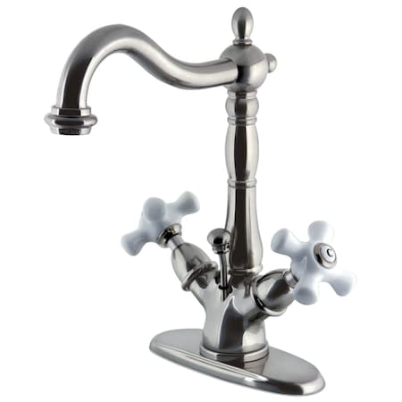 Kingston Brass KS1438PX 2-Handle Bthrm Faucet W/Brass Pop-Up & Cover Plate Nickel KS1438PX